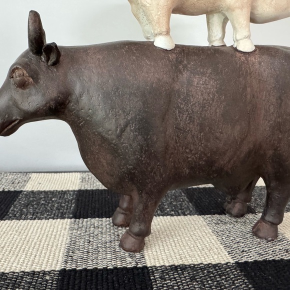 Rustic Farm Animal Sculpture - Brown and Cream - Picture 2 of 5